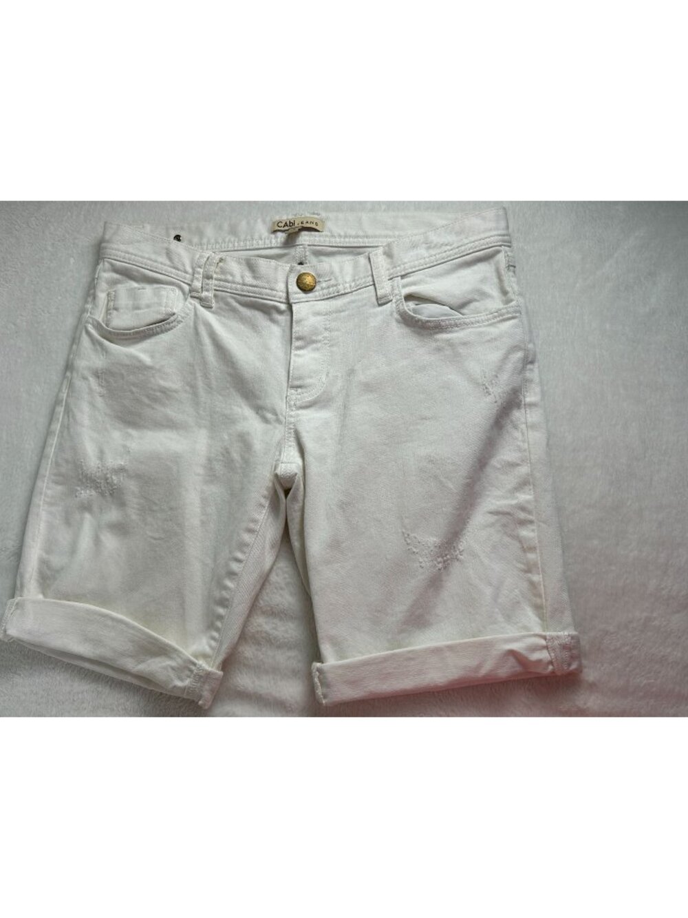 CAbi White Rolled-Hem Bermuda Shorts